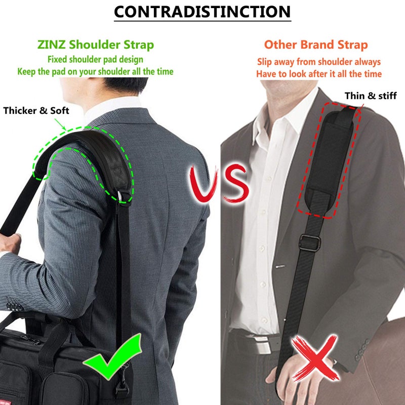 ZINZ Shoulder Strap, 57" Padded Adjustable Shoulder Bag Straps Replacement for Bags with D-Ring (Black, 001) - Image 3